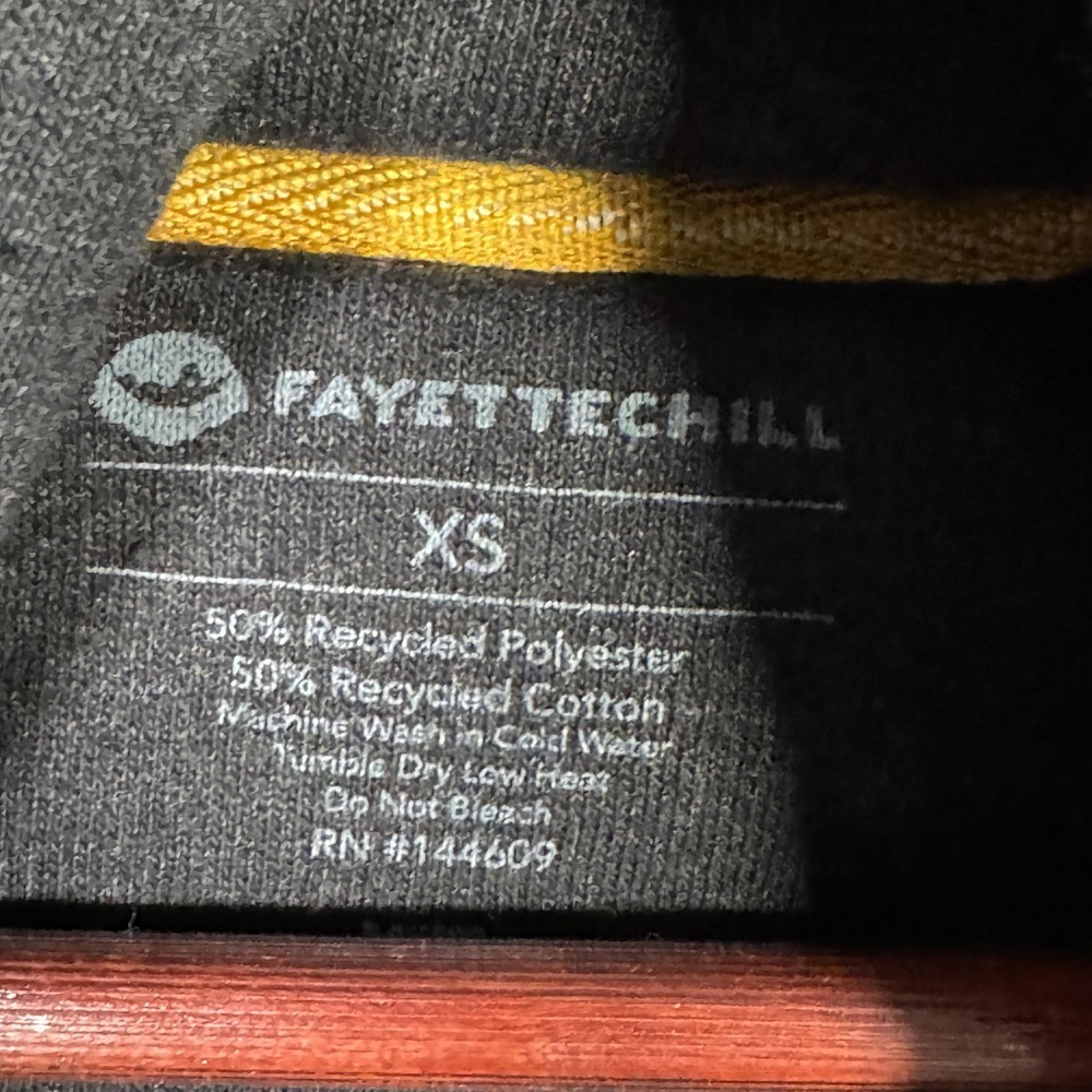 Fayettechill Hoodie Mens XS Gray Yellow Drawstring Recycled Cotton Pullover - Picture 3 of 7